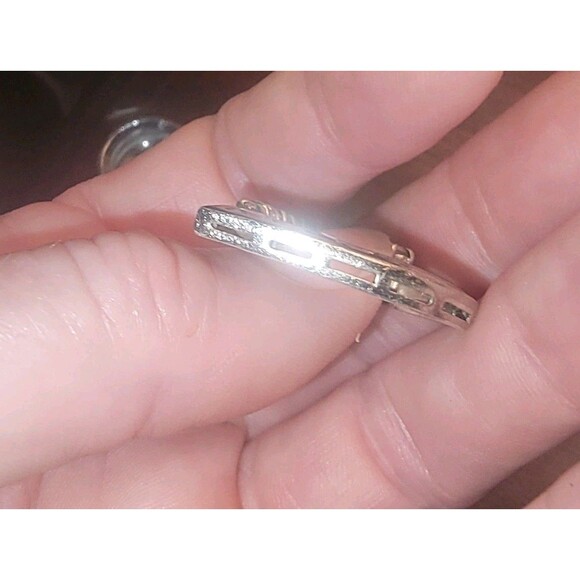 Sterling Silver Open Heart slide Pendant w Round & Baguette Diamonds signed JG - Picture 12 of 16